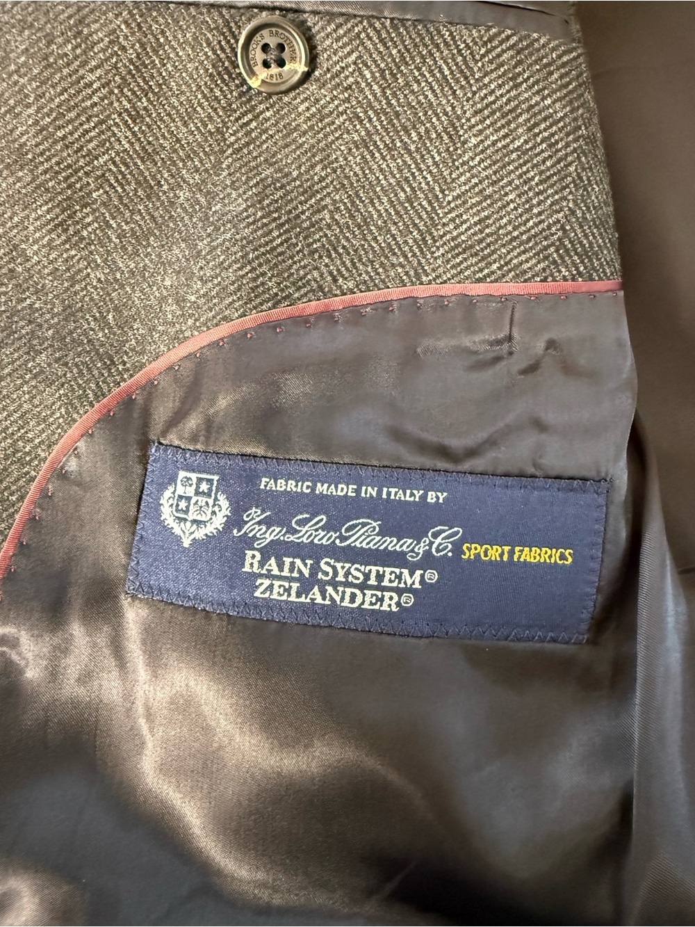Brooks Brothers Dark Gray Wide Herringbone 100% Italian Wool Blend Overcoat- 44R - Picture 13 of 15
